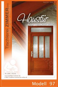 Haustür - Kiefer lasiert - aformosia Lasur mit Ornamentglas, Oberlicht - Modell 97