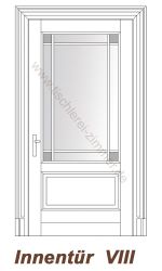 Kassettentür, Innentür, Zimmertür - mit Glasfüllung, Ornamentverglasung - Modell 8