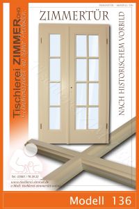 zweiflügelige Innentür mit Sprossenrahmen in Weiß