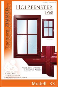 Modell 33 - Holzfenster in Rot mit profilierten Glasleisten