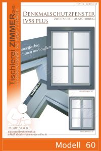 Modell 60 - mehrfarbiges Holzfenster ( Fensterflügel hellblau - Fensterrahmen dunkelblau )