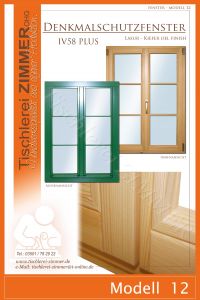 Modell 12 - zweifarbiges Sprossenfenster (innen lasiert Kiefer Oilfinish - außen grün) - Tischlerei Zimmer