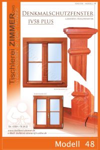 Modell 48 - kleines Fenster - Oberfläche lasiert - Denkmalschutzfenster - Tischlerei Zimmer