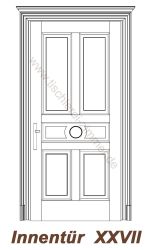 Massivholztüren mit gestaltetem Türrahmenprofil und Türkranz - Kassettentür, Innentür, Zimmertür - Modell 27