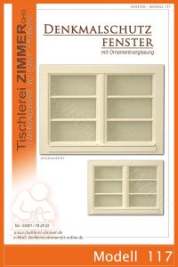 Holzfenster mit Ornamentglas und 6 Sprossenfeldern nach altem Vorbild