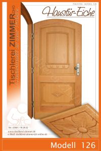 Eiche Haustür hell lasiert mit Schnitzelementen