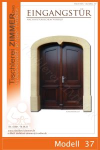 zweiflügelige Eingangstür in Braun mit Kassetten - Modell 37