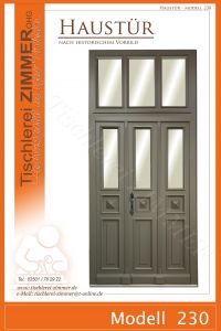 zweiflügelige Haustür mit Oberlicht nach historischem Vorbild - Modell 230
