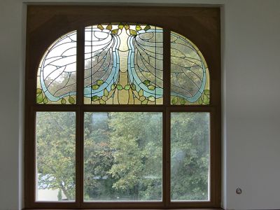 Fenster mit Bleiglasmotiv (Jugendstil) - Bleiglasfenster - Holzfenster Jugendstil-Villa Dresden