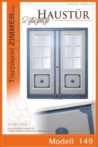 zweiflügelige Haustür mit farbig abgesetzten Zierleisten ( 3 farbig )