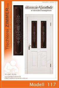 Kassettentür mit Motivglas nach historischem Vorbild