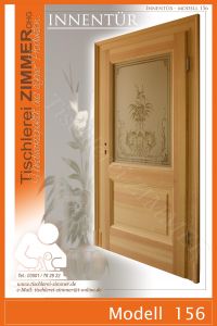 lasierte Innentür (Kiefer) mit sandgestrahlter Ornamentglasscheibe