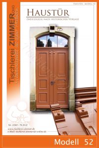 große Haustür nach historischem Vorbild mit rundem Oberlicht - Modell 52