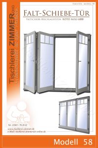 moderne Faltschiebetür mit 3 Elementen - Faltschiebe-Beschlagsystem ROTO PATIO 6080 - Modell 58