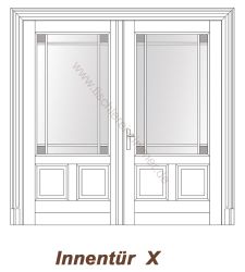 zweiflügelige Kassettentür, Innentür, Zimmertür - mit Glasfüllung, Ornamentverglasung - Modell 10