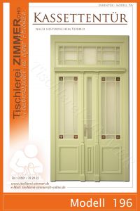 Kassettentür nach historischer Vorlage mit geschliffenem Glas