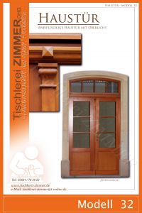 zweiflügelige Haustür mit Segmentbogen-Oberlicht für ein historisches Gebäude - Modell 32