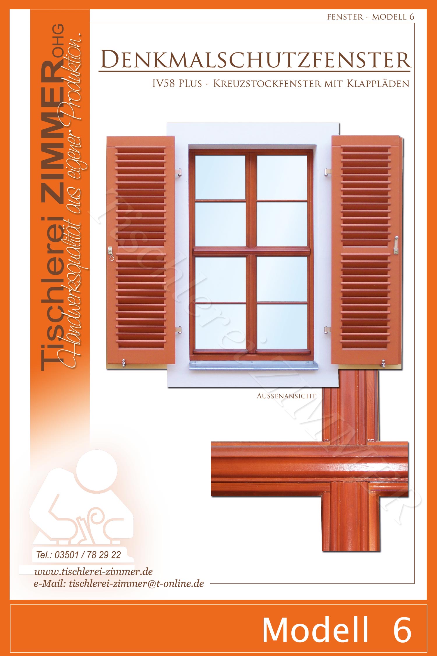 Modell 6 - Kreuzstockfenster mit klassischen Fensterläden