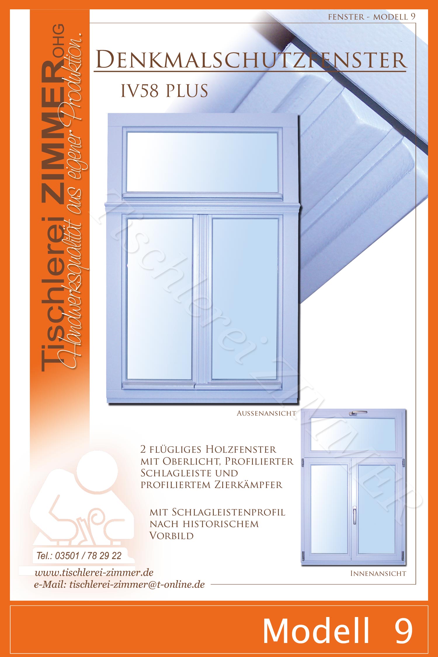 Modell 9 - Denkmalschutzfenster Farbe hellblau